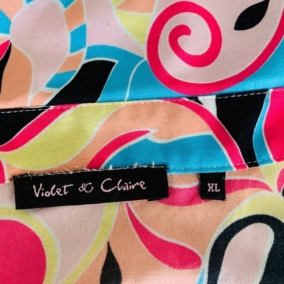 VIOLET & Claire Pink Fuchsia Black Blue Top XL - Picture 6 of 7